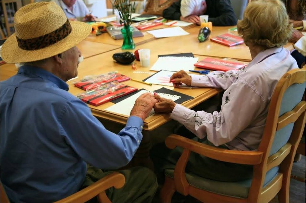 Family visiting resident at Arbor Place, warm and personal memory care in Rockville, MD | Senior Memory Care Facility in Rockville, MD