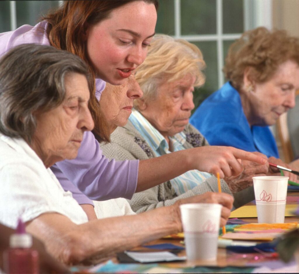 Residents enjoying outdoor time at Arbor Place memory care, Rockville, MD | Hospice Care in Rockville, MD